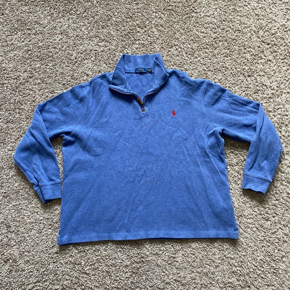 Polo Ralph Lauren Sweater Crewneck Blue 1/4 Zip Pullover Casual Men’s Size XL